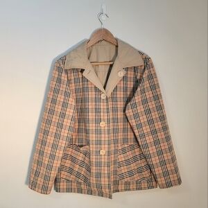 vintage reversible cropped golf trench coat jacket plaid burberry cotton spring